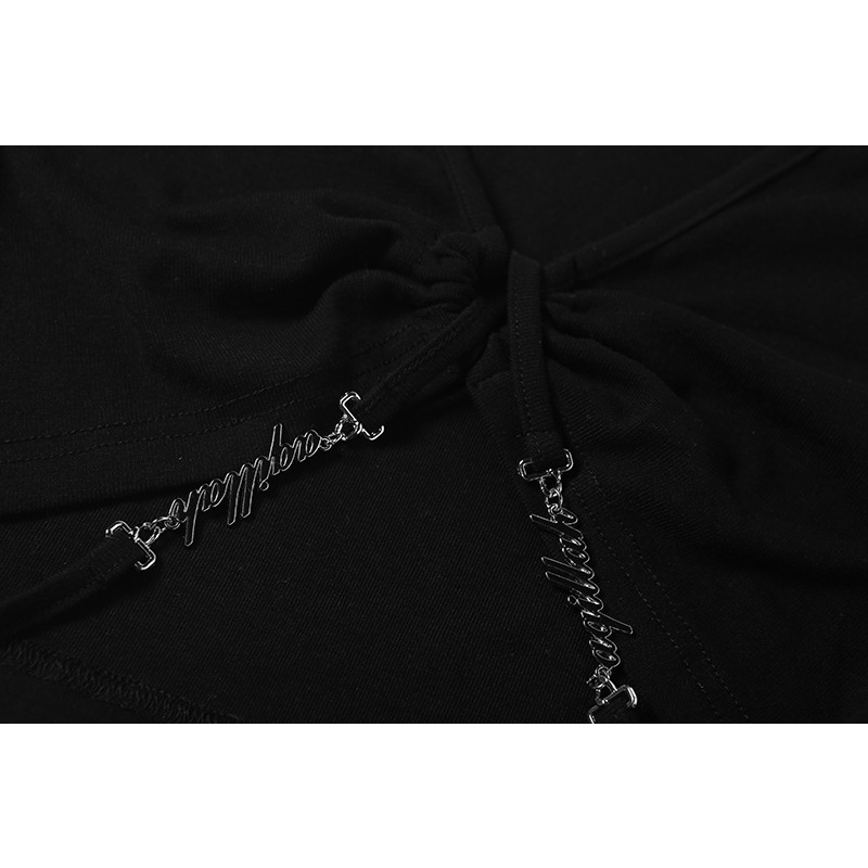 DUNEA Áo Thun Nữ Tay Ngắn Cổ Chữ V Thắt Nút Thời Trang