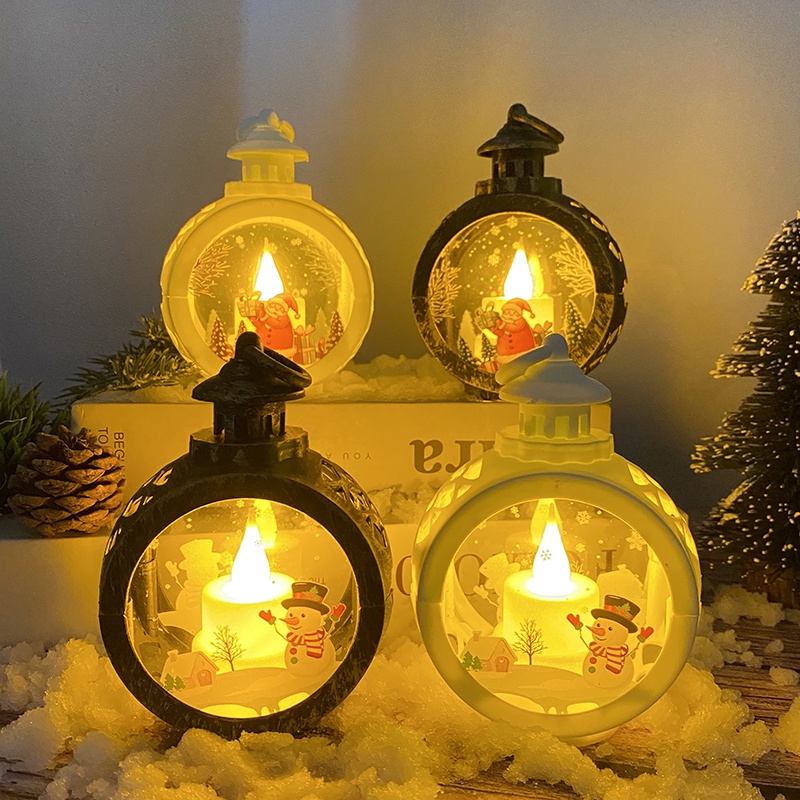 Đèn lồng LED hình ông già noel/người tuyết phong cách cổ điển trang trí nhà cửa