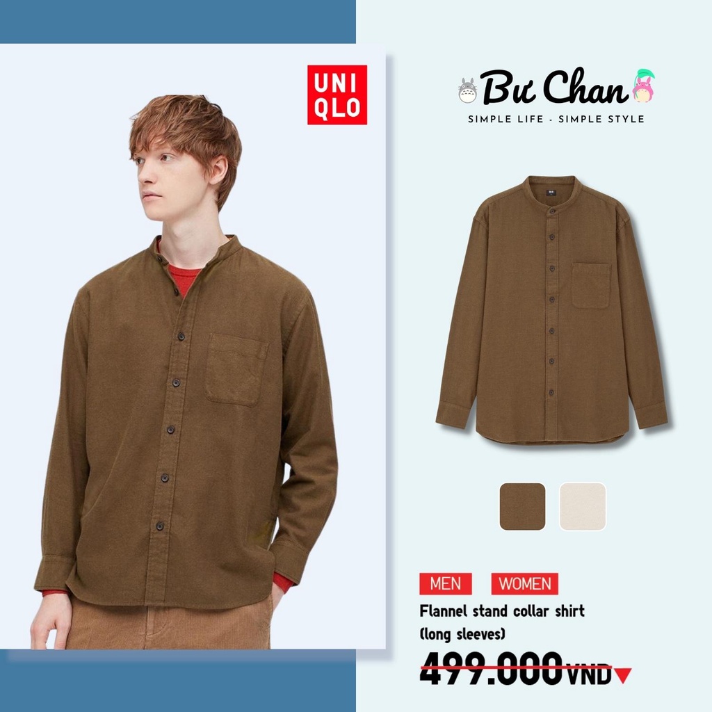 Áo Flannel UNIQLO Nam/Nữ Flannel - Cổ Tàu - Nỉ Mỏng ❤️ (UNIQLO Nhật Chính Hãng)