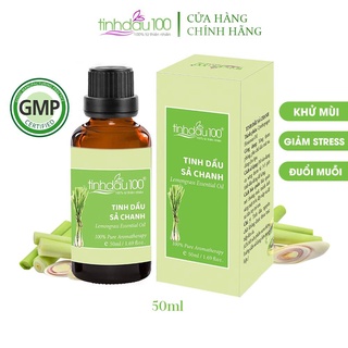 Tinh dầu sả chanh nguyên chất xông thơm phòng thư giãn, ngủ ngon, lau nhà chống muỗi lọ 50ml Tinh Dầu 100 Official