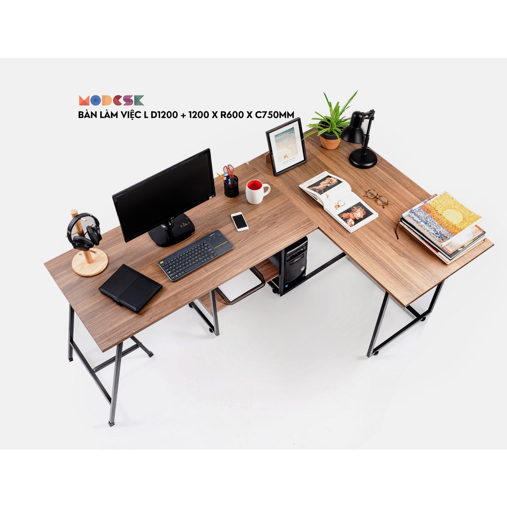 Bàn Làm Việc MODESK Nối Dài Chữ L khung sắt sơn tĩnh điện Chịu Lực Tốt Nội Thất Phòng Khách Làm việc