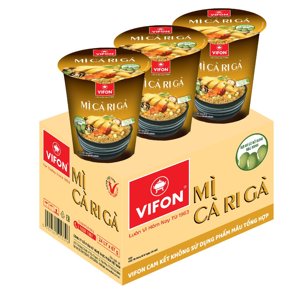Mì Ly Cari Gà Vifon 67g thùng 24 ly
