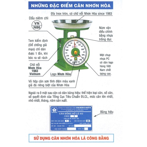 Cân lò xo Nhơn Hòa 5kg, 1kg, 2kg - hàng chính hãng, bảo hành 12 tháng