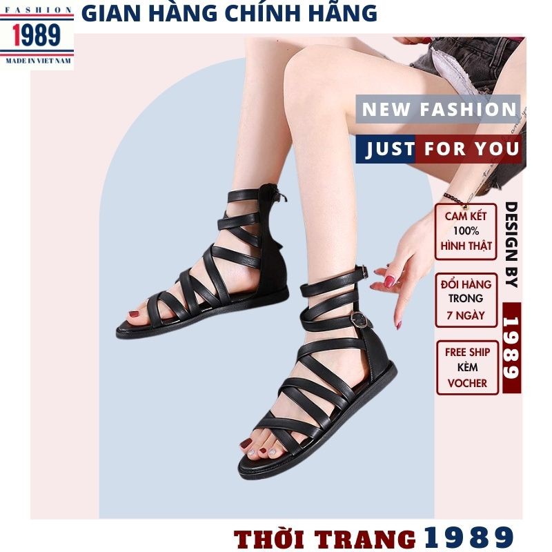 dép sandal nữ 🌺quai chiến binh khóa cài SD07 dép quai ngang đi êm chân sành điệu kute năng động trẻ chung ,TIỆM 1989