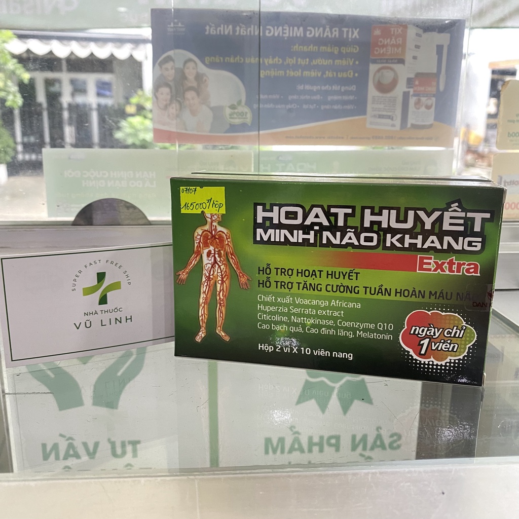 (CHÍNH HÃNG) Hoạt Huyết Minh Não Khang Extra Hộp 20 viên hỗ trợ hoạt huyết, tăng cường tuần hoàn máu não