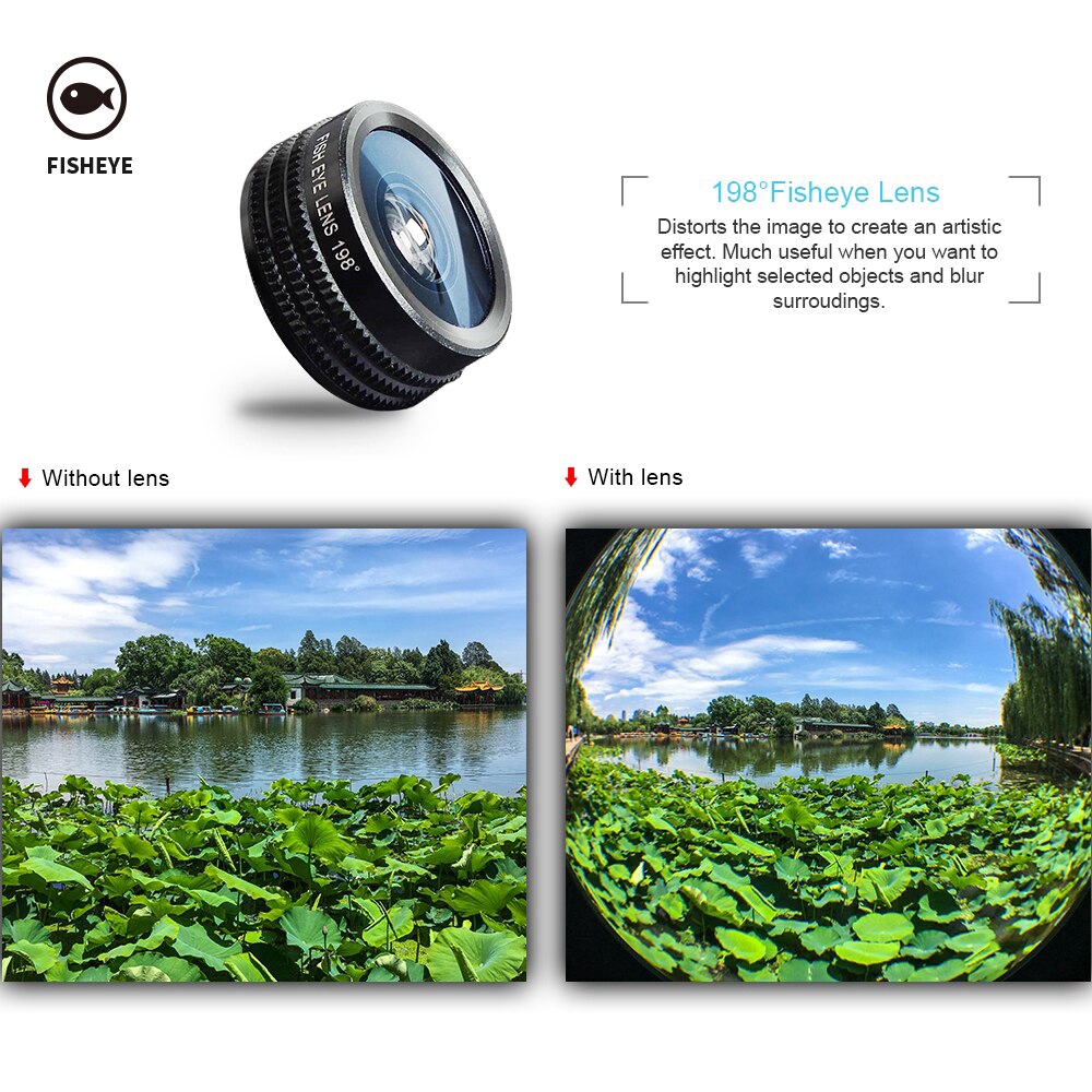 APEXEL 7 trong 1 Điện thoại ống kính Lens Kit Fisheye siêu Wide Angle Lens vĩ mô CPL Lọc Kaleidoscope và kính viễn