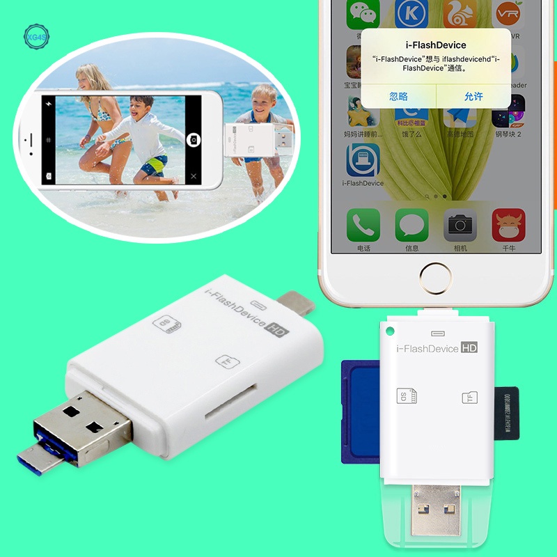 Đầu Đọc Thẻ SD Đa Năng 3 Trong 1 Cho IPhone IPad PC Máy Tính