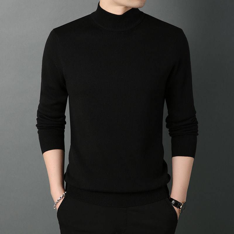 Áo sweater cổ cao dày dặn màu trơn thời trang thu đông phong cách Hàn Quốc cho nam
