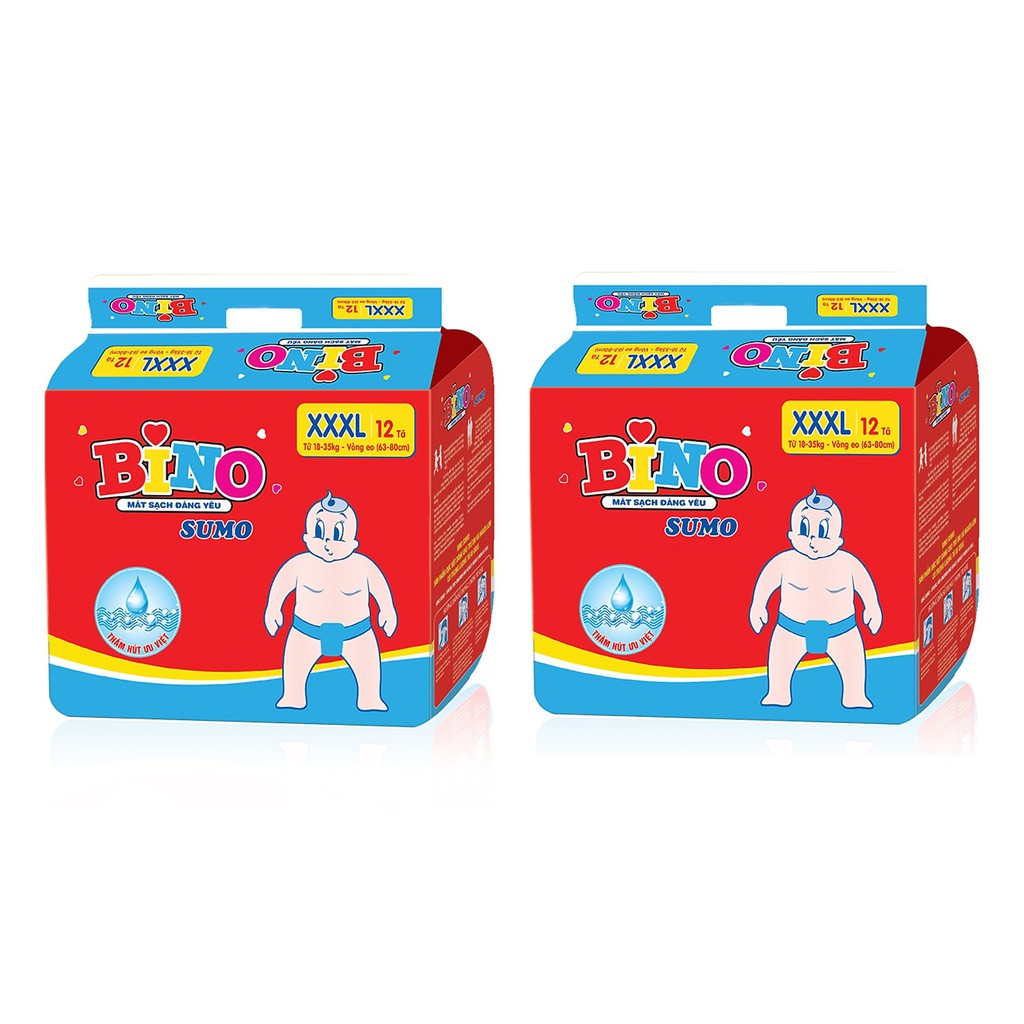 Combo 2 gói tã dán bino sumo XXXL12 cho bé ( 18-35kg )