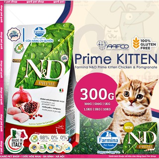 300gr - Hạt N&D ™ Kitten cho Mèo dòng Prime Thịt gà & Lựu - Farmina ® N&D ™ Prime Chicken& Pomgranate for Kitten