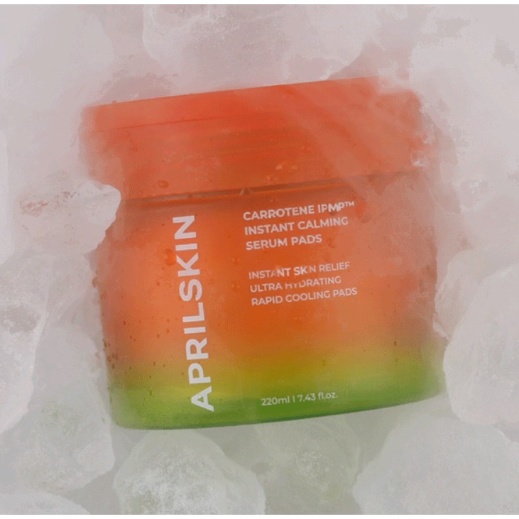 Tinh chất dạng miếng Aprilskin Carrotene IPMP™ Instant Calming Serum Pads Hộp 80 miếng /220ml, đi kèm kẹp gắp