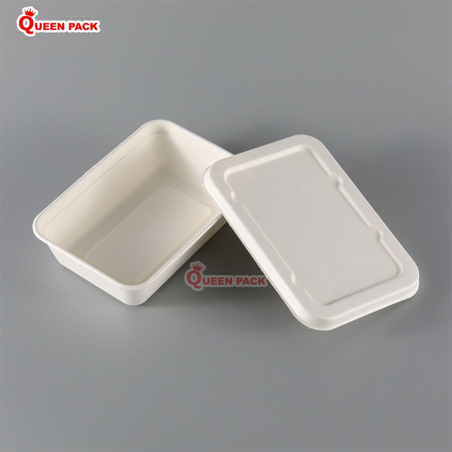 SET 50 Hộp  Bã Mía 1 Ngăn  Kèm Nắp Bã Mía Cao cấp