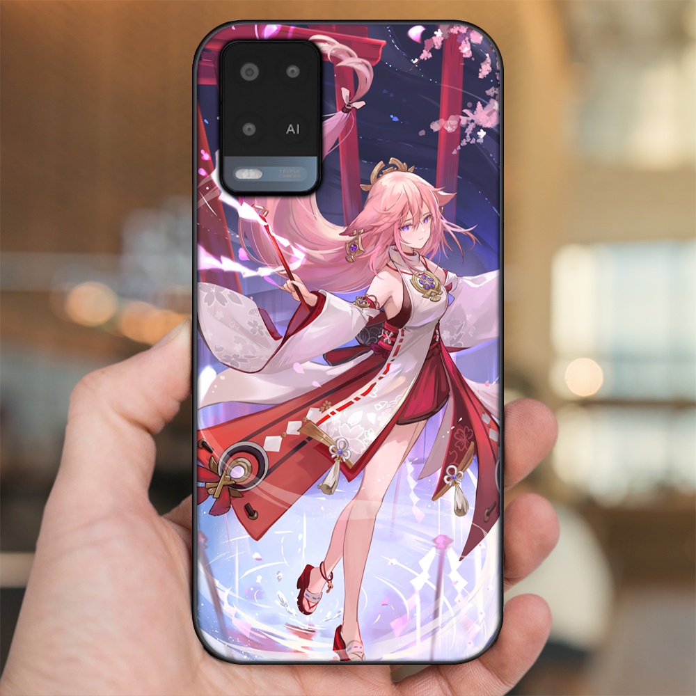 Ốp lưng Oppo A54 4G, A54 5G viền đen in hình Yae Miko Genshin Impact
