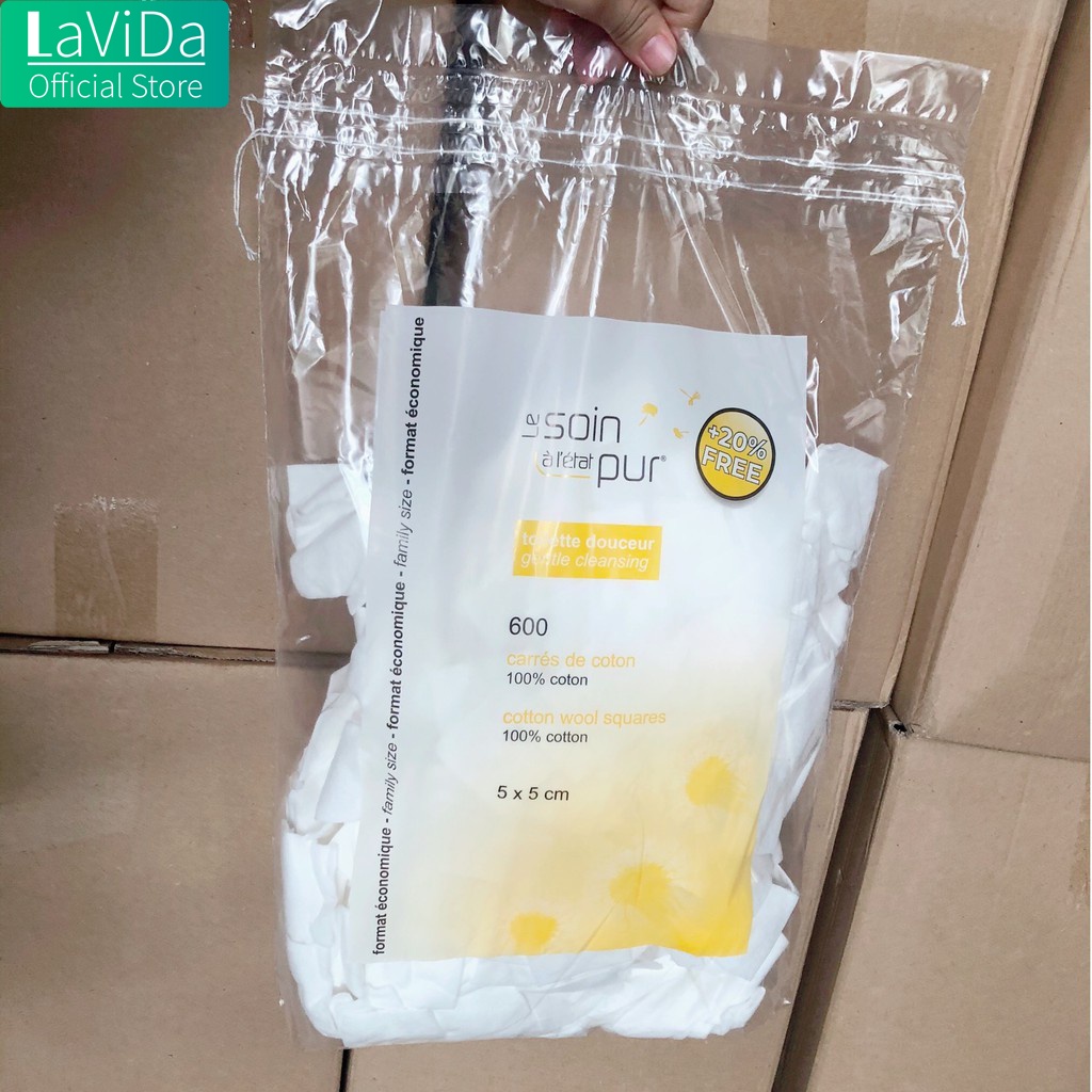 Bông Tẩy Trang Pháp Tetra Medical Carrés De Coton 600 miếng Le Soin Làl'état Pur