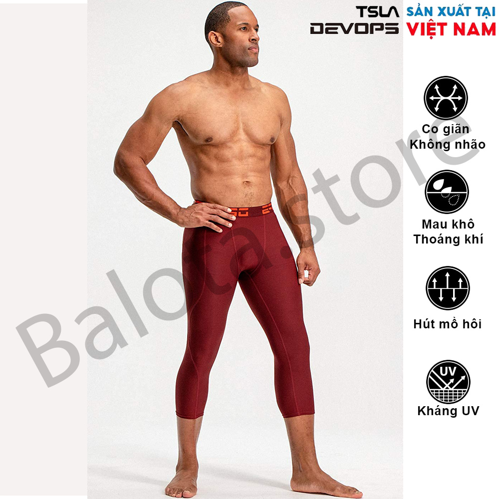 Quần legging nam DEVOPS dạng lửng 3/4 , form ôm phù hợp cho các môn chạy bộ, đạp xe, tập tạ, yoga, bóng rổ và đá bóng… | BigBuy360 - bigbuy360.vn