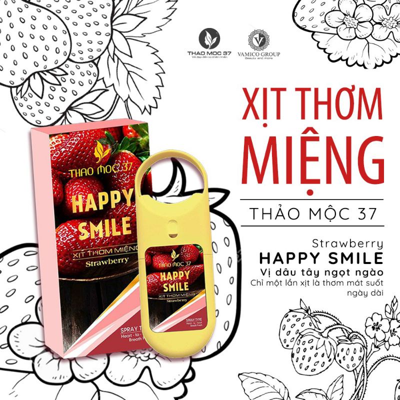 Xịt thơm miệng Thảo Mộc 37 Chính hãng Vị dâu tây ngọt ngào Vị bạc hà the mát