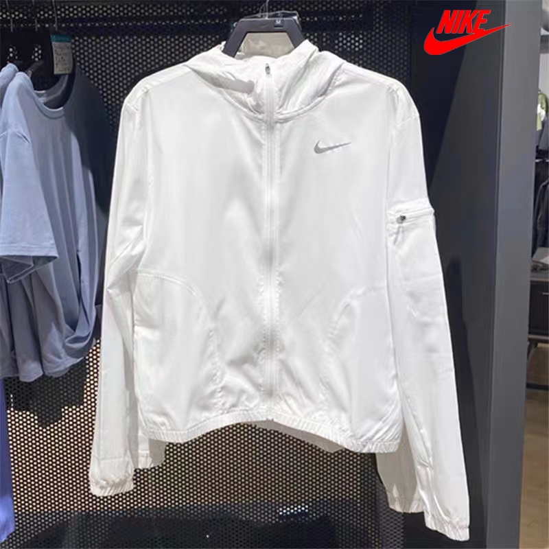 Áo Khoác Gió NIKE100% DH1991 Màu Trắng Phản Quang Thời Trang Mùa Hè Cho Nữ 23