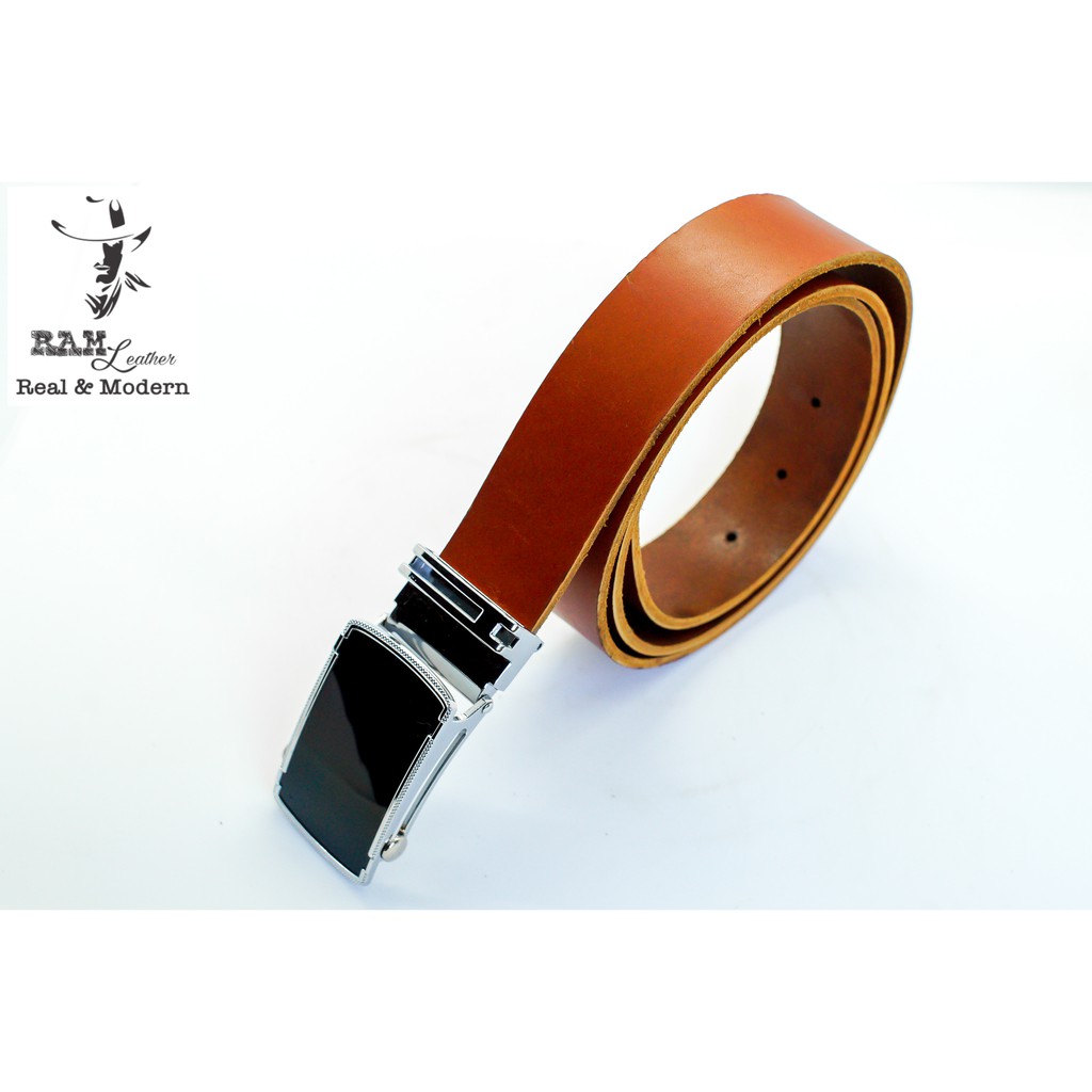 Thắt Lưng Nam Da Vò Vegtan Italia Khóa Đen - RAM Leather