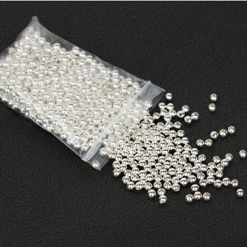 BÁN SỈ  50 hạt bi bạc 3mm - Hàng bạc siêu đẹp loại 1 PH930