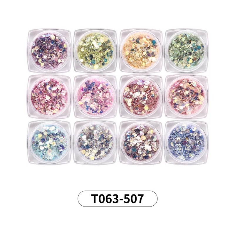 12 màu nhũ kim tuyến, nhũ mắt Sequin , nhũ làm móng nail T063-506 | BigBuy360 - bigbuy360.vn
