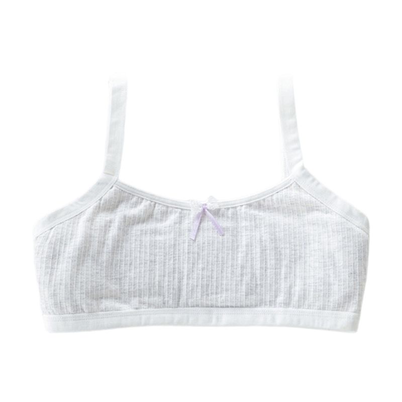 Haha Áo Ngực Cotton Nhẹ Kẻ Sọc Ngang Có Đệm Lót Phối Ren Thắt Nơ Ngọt Ngào Trang Trí Cho Bé Gái Tuổi Dậy Thì C