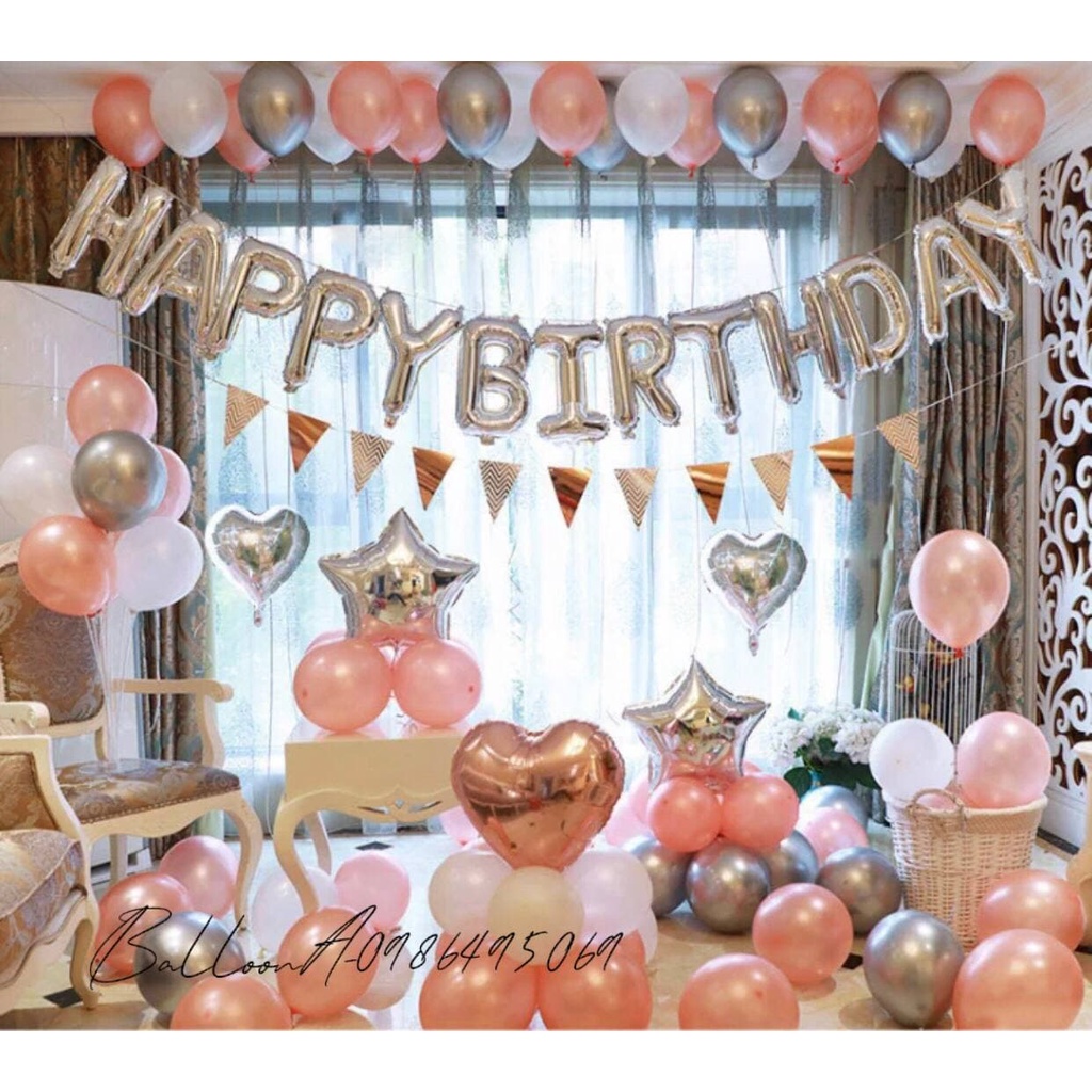 Set bóng sinh nhật kèm số tuổi size đại (80cm) tặng thêm bơm bóng và băng dính bóng, set trang trí sinh nhật người lớn