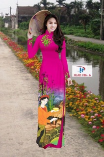 Vải áo dài lụa in 3D bộ hoặc áo