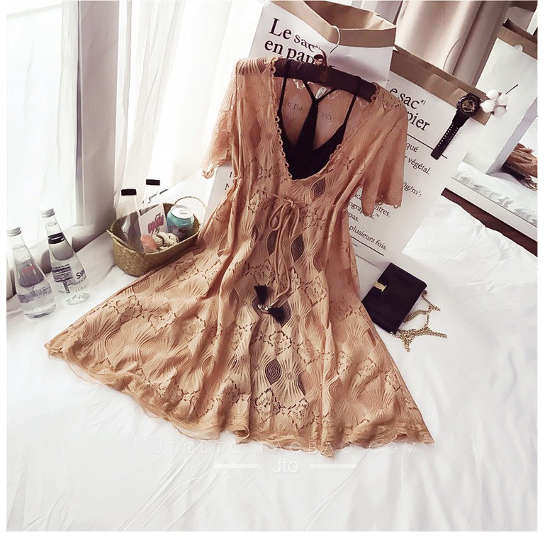 Váy đầm đi biển ren hai lớp như hình - Hang Quảng Châu ( TIỂU THƯ) | BigBuy360 - bigbuy360.vn