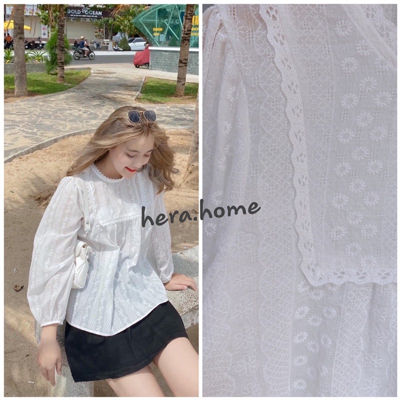 Babydoll hoạ tiết dập hoa nổi kèm ảnh thật