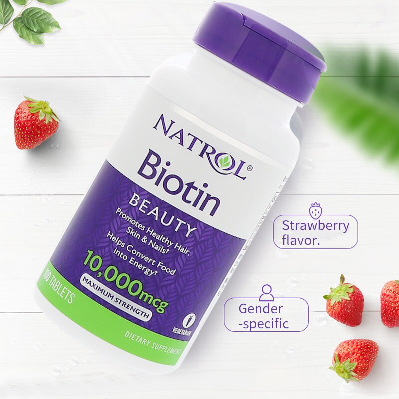 Viên uống mọc tóc móng, giảm gãy rụng Natrol Biotin maximum strength 10,000mcg 100 viên Extaste