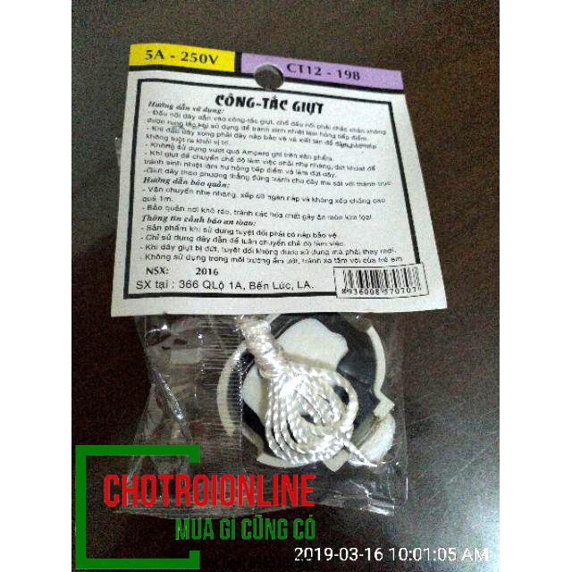 Combo 3 cái 40K Công tắc giật có dây Tiến Thành CT12-198 Hàng Việt Nam. giá rất rẻ