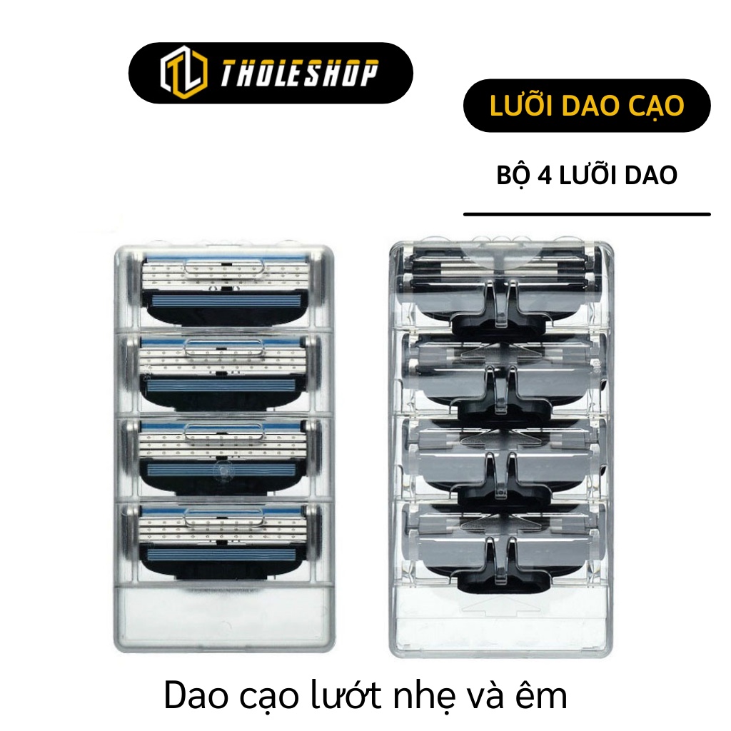 Bộ 4 Lưỡi Dao Cạo - Bộ Lưỡi Dao Cạo Râu 3 Lớp Cho Nam, Làm Sạch Nhanh Chóng 7375