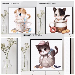 TRANH TÔ MÀU SỐ HÓA 💕 FREESHIP 💕MÈO TINH NGHỊCH