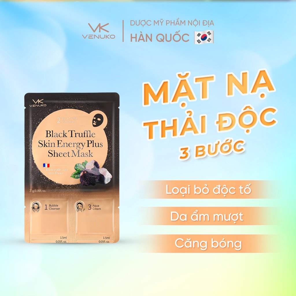 Mặt nạ 3 bước thải độc Venuko Back Truffle Skin Energy Sheet Mask 30ml