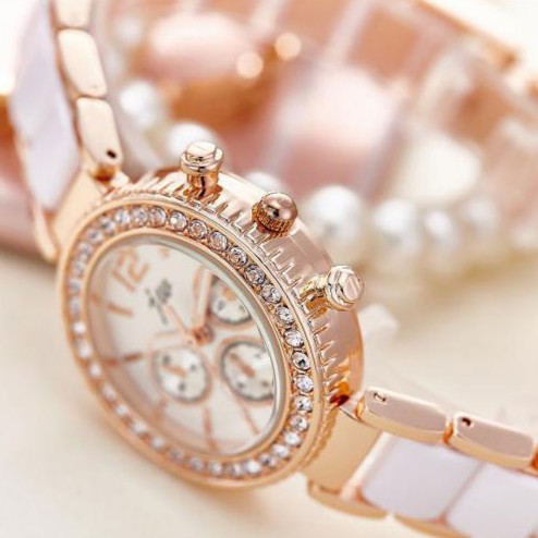 Đồng hồ nữ JW dây giả đá sứ viền mạ vàng thời trang SP713 | BigBuy360 - bigbuy360.vn