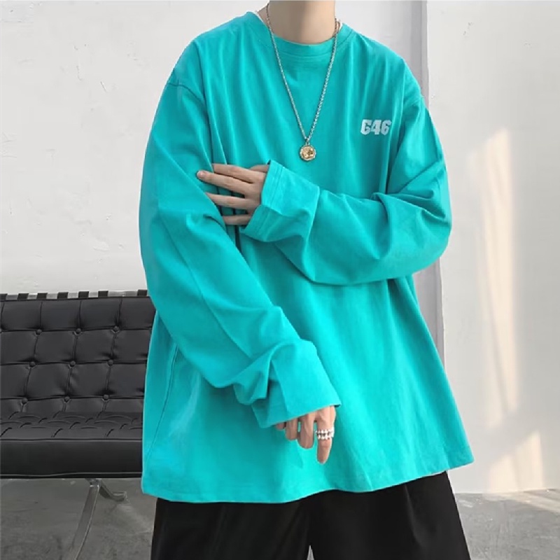 Áo Thun Tay Dài Dáng Rộng In Chữ Hoạt Hình Thoải Mái Thời Trang Cho Nam Và Nữ Size M-5XL