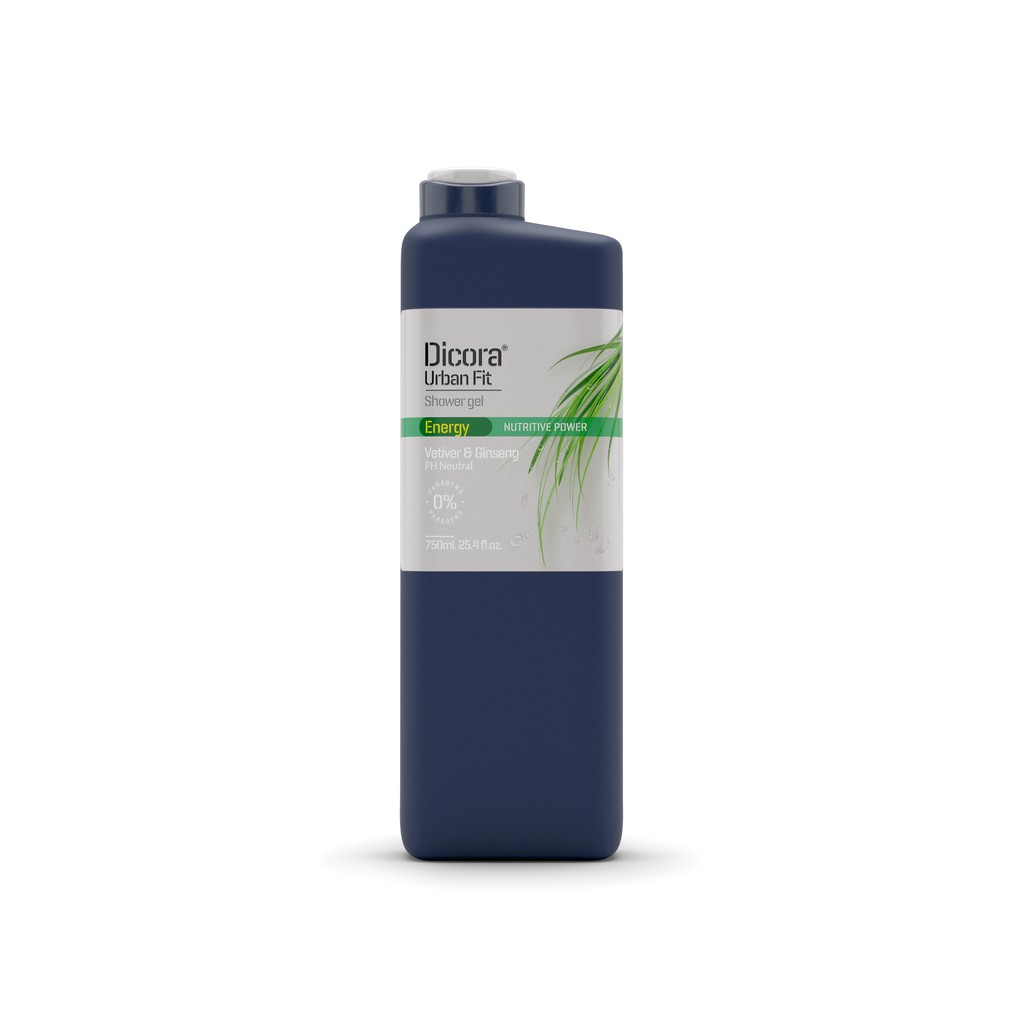 Sữa tắm dưỡng ẩm làm sạch da Dicora Urban Fit Energy chiết xuất Cỏ Vetiver & Nhân Sâm 750ml