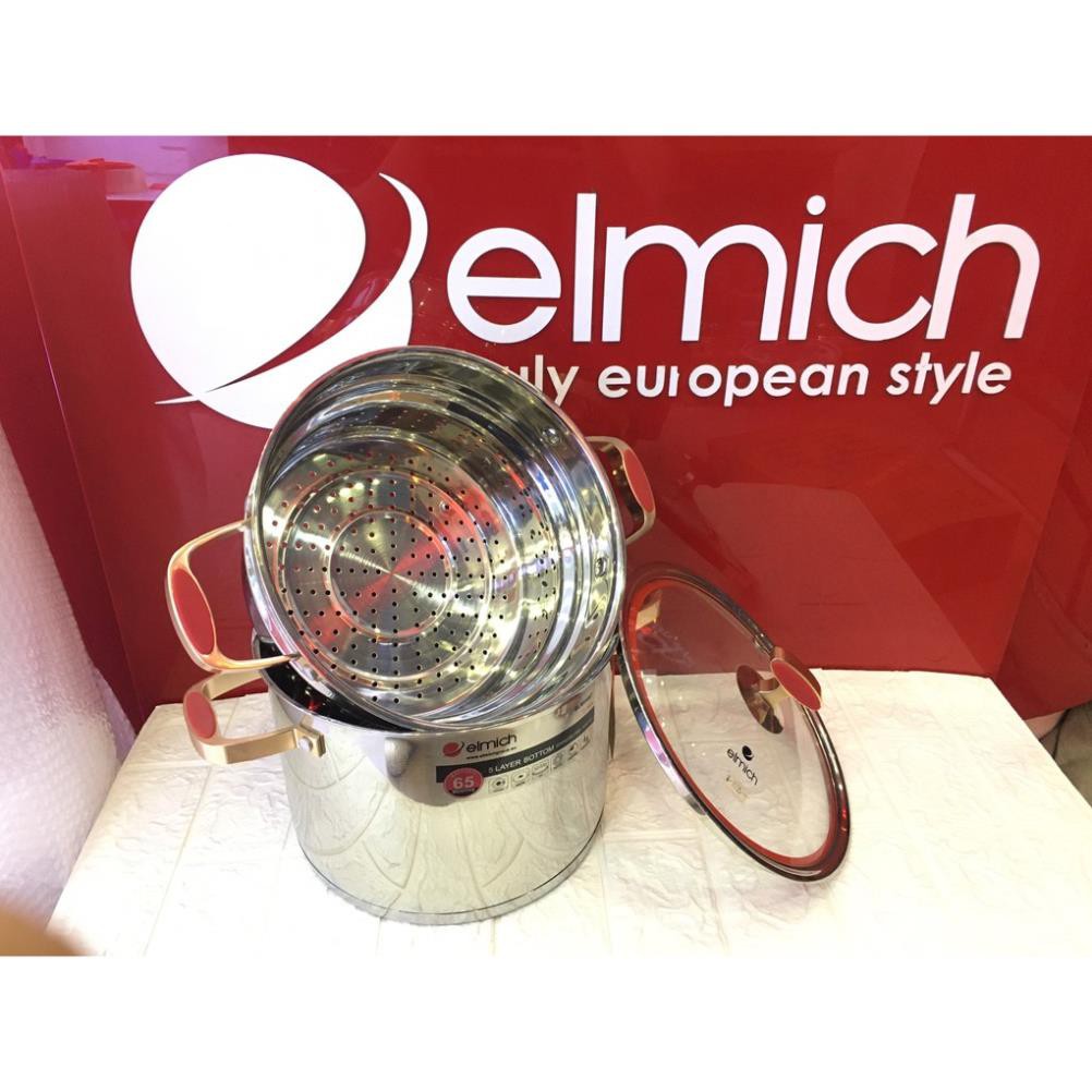 Elmich NỒI HẤP ELMICH INOX 304 RED VELVET 24CN EL5585, 28CM EL0979 đáy từ