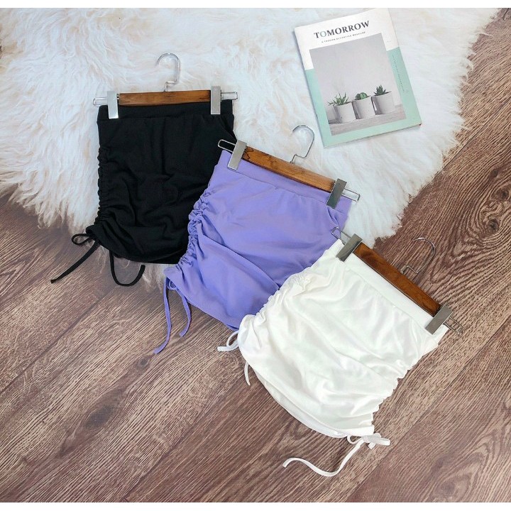 Chân váy ngắn rút dây 2 bên chất thun xịn sò co giãn tốt Cam Kết Hàng Y Hình Kèm Ảnh Thật Chính Chủ ( Size dưới 55kg )