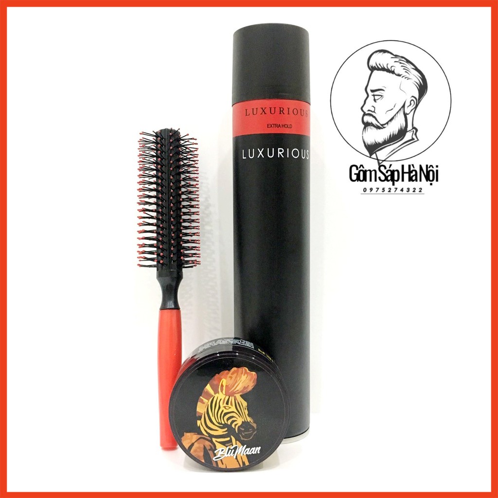 COMBO Tự Chọn Gôm Xit Tóc + Sáp Vuốt Tóc Bluman Ngựa Vằn + Lược