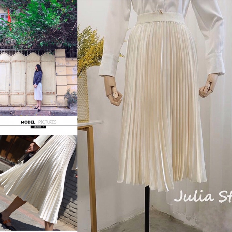 Chân váy Jullia studio màu kem độ dài và form vừa phải | BigBuy360 - bigbuy360.vn