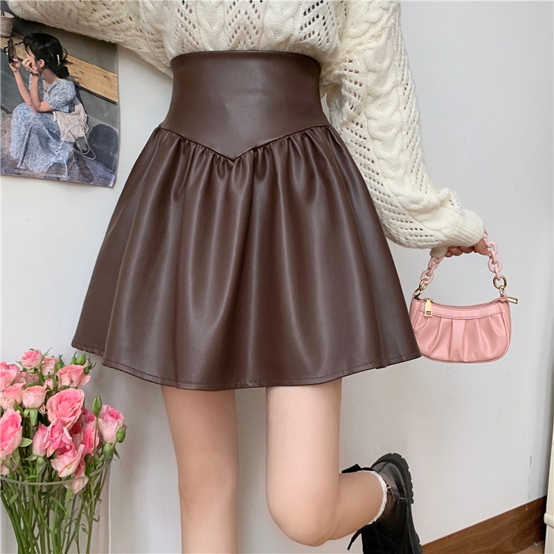Chân váy bằng da PU lưng cao dáng chữ A phong cách gợi cảm thời trang cho nữ | BigBuy360 - bigbuy360.vn