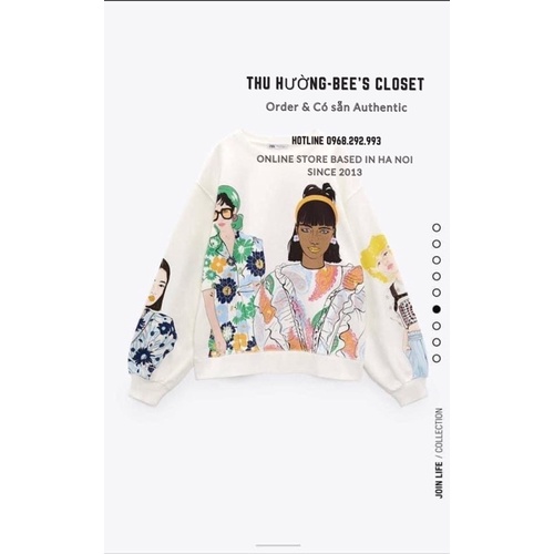 CÓ SẴN-ÁO NỈ ZARA AUTH HÌNH CÔ GÁI SIZE S