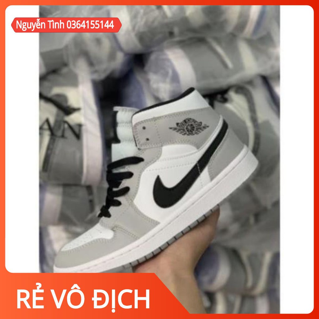 [Siêu Hot ] Giày sneaker Jordan 1 grey/white đủ size nam nữ. Giày Jd1 xám cao