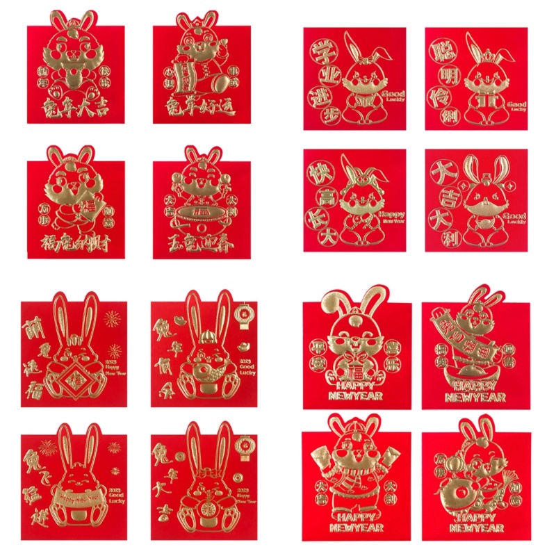 Set 4 Bao Lì Xì Hình Thỏ Năm Mới 2023 Phong Cách Trung Hoa Cho Bé