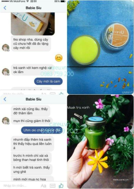 Mask trà xanh matcha CareU đắp da cực mịn | BigBuy360 - bigbuy360.vn