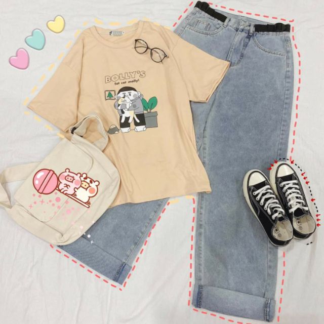 Quần Jean thụng có belt 2 bên form unisex (Ảnh thật)