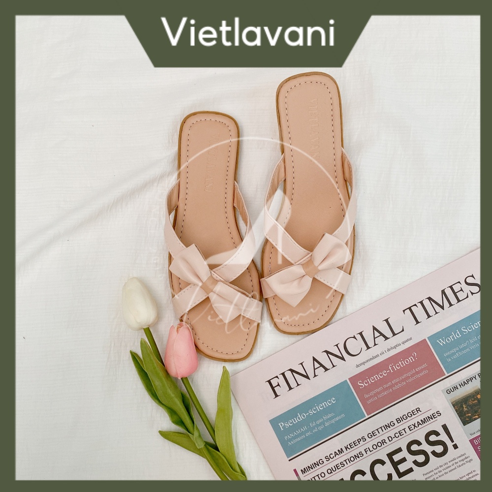 Dép  Size 35-43 TTD13 đính nơ baby màu kem