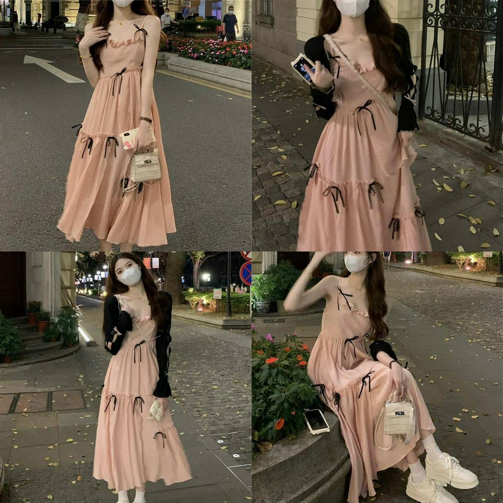 SET ĐẦM 2 DÂY HỒNG ĐÍNH NƠ ĐEN + KHOÁC ĐEN VIỀN