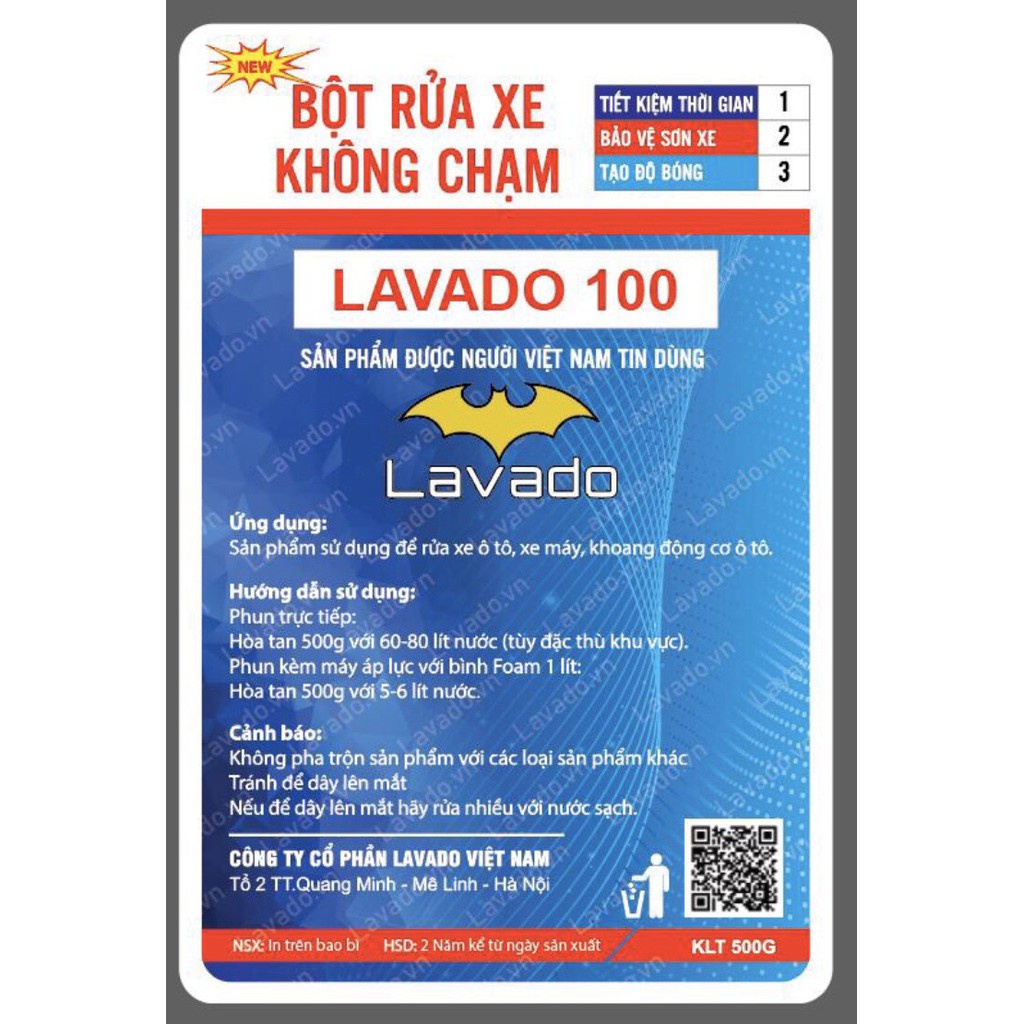 Bột rửa xe không chạm Lavado 100 mới